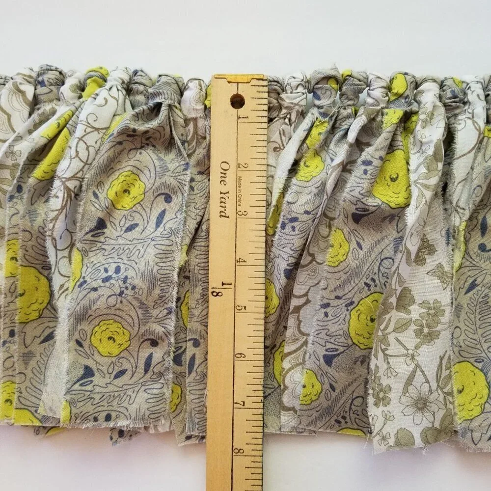 Fabric Banner Wall Hanging | Cubicle Decor, Fabric Garland | Grey Floral | 7'